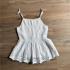 Japna cotton/linen Sleeveless Top with Eyelet Hem M